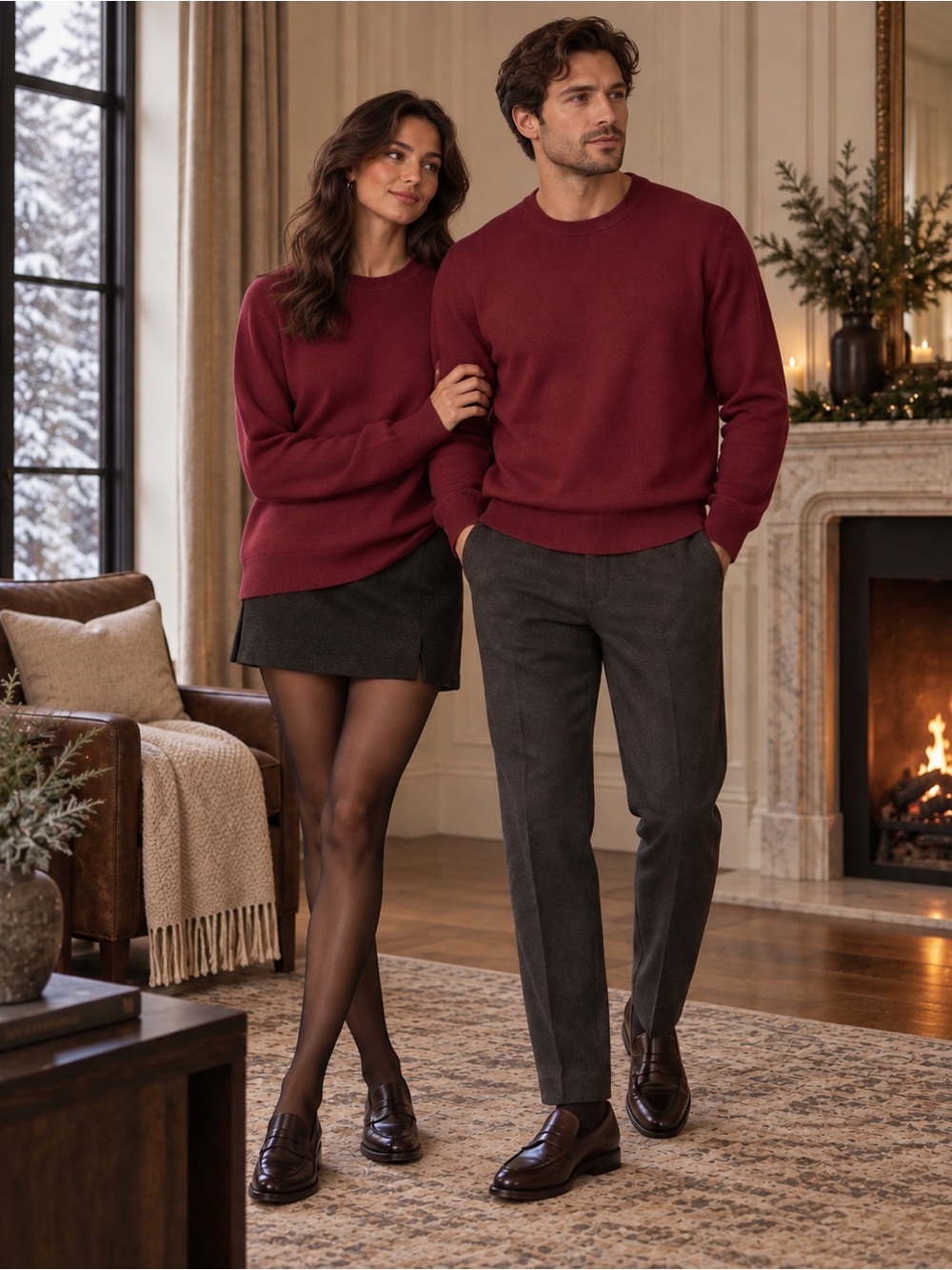 C&A Men’s XL Burgundy 100% Cotton Crewneck Sweater – Quiet Luxury